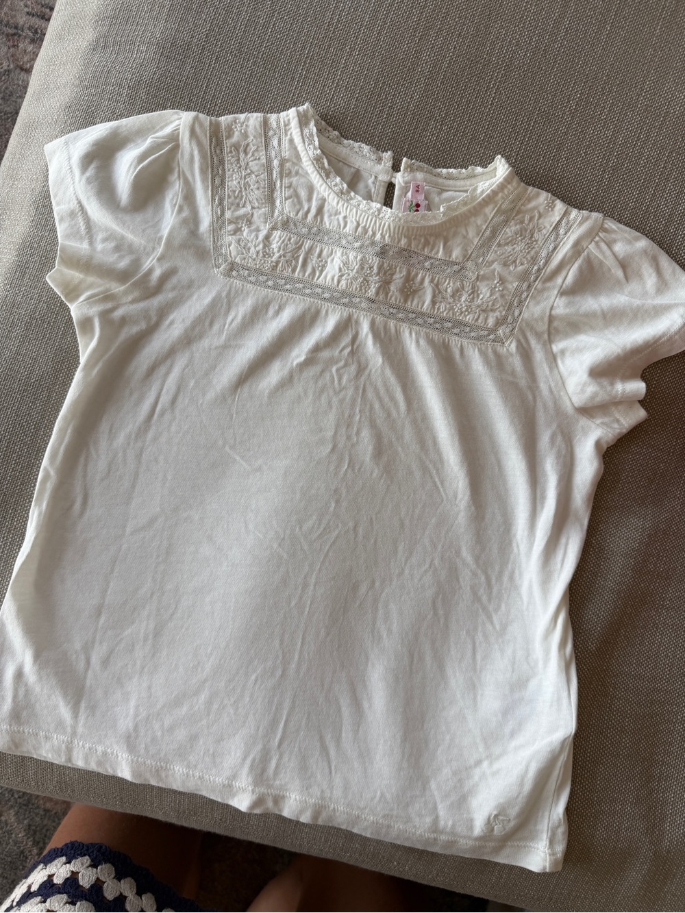 Bonpoint White Embroidered eyelet Short Sleeve Top
